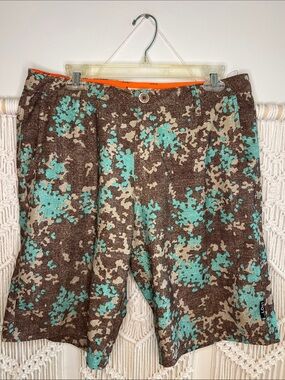 Lost Brown & Teal Patterned Chinos